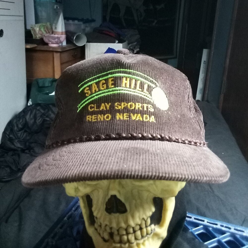 Deadstock Vintage Sage Hill Clay Sports Reno Nevada Corduroy Strap Hat Cap